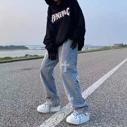 Tj2 Men's Casual Straight Loose Jeans for High Street